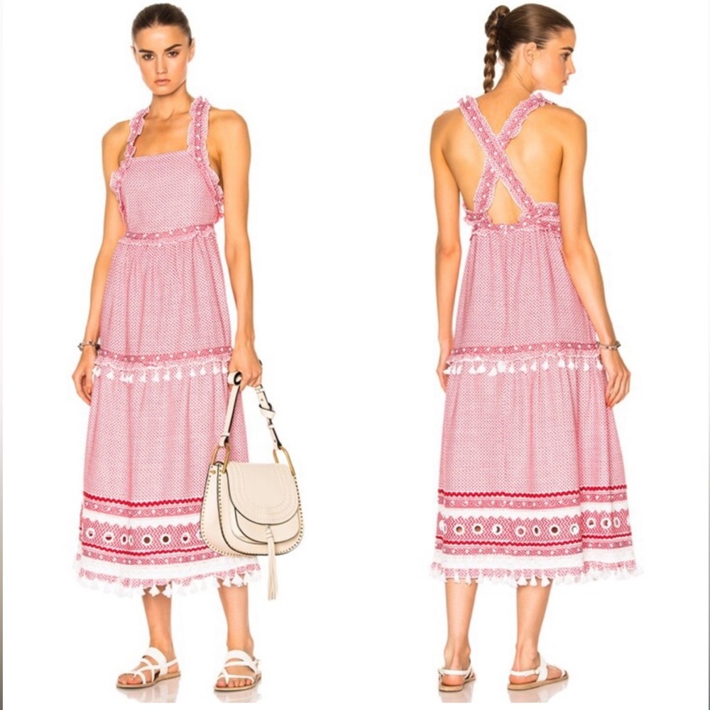 Dodo Bar Or Joseff Dress in Red and White size s
